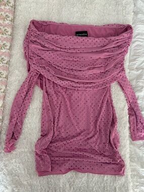 Retrofete pink sequin off the shoulder top